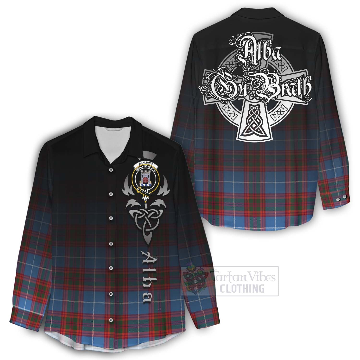 Spalding Tartan Women's Casual Shirt Featuring Alba Gu Brath Family Crest Celtic Inspired - Tartan Vibes Clothing