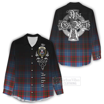 Spalding Tartan Women's Casual Shirt Featuring Alba Gu Brath Family Crest Celtic Inspired - Tartan Vibes Clothing