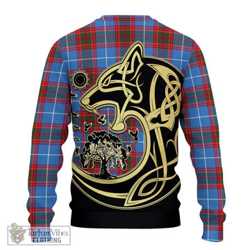 Spalding Tartan Ugly Sweater with Family Crest Celtic Wolf Style - Tartan Vibes Clothing
