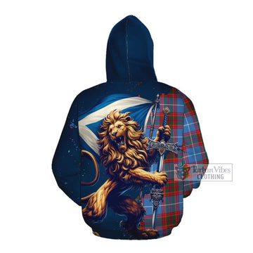 Spalding Tartan Family Crest Cotton Hoodie with Scottish Majestic Lion Pullover Hoodie - Tartan Vibes Clothing