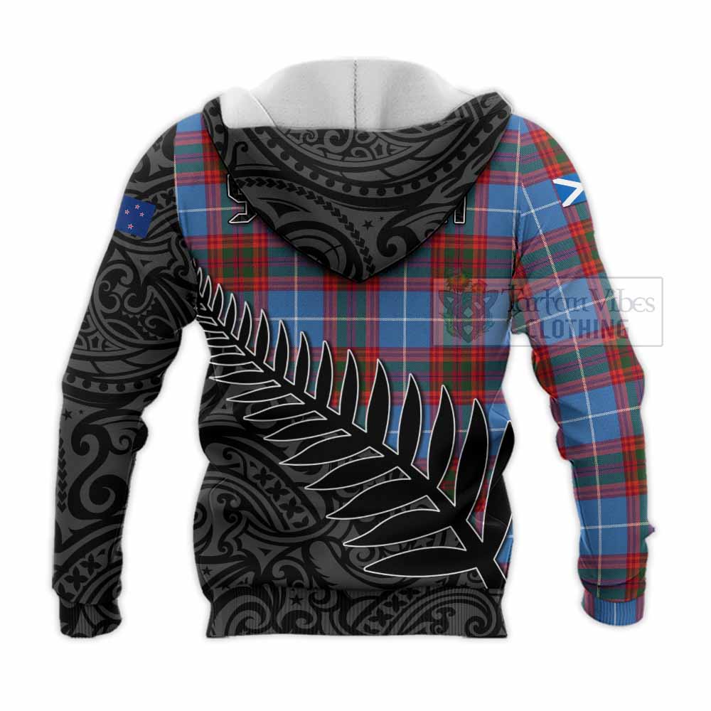 Tartan Vibes Clothing Spalding Crest Tartan Knitted Hoodie with New Zealand Silver Fern Half Style