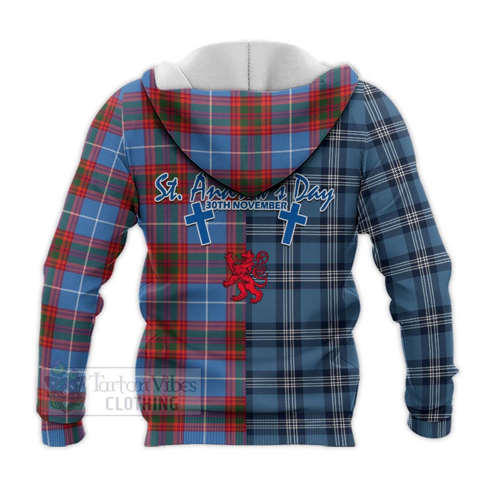 Spalding Tartan Knitted Hoodie Happy St. Andrew's Day Half Tartan Style - Tartan Vibes Clothing