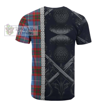 Spalding Tartan Cotton T-shirt with Family Crest Cross Sword Thistle Celtic Vibes - Tartan Vibes Clothing