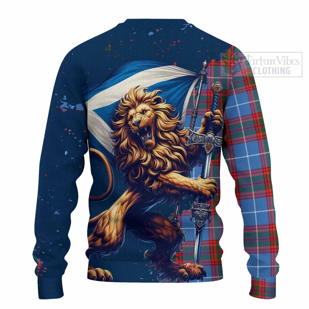 Spalding Tartan Family Crest Knitted Sweater with Scottish Majestic Lion - Tartan Vibes Clothing