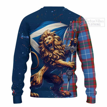 Spalding Tartan Family Crest Knitted Sweater with Scottish Majestic Lion - Tartan Vibes Clothing