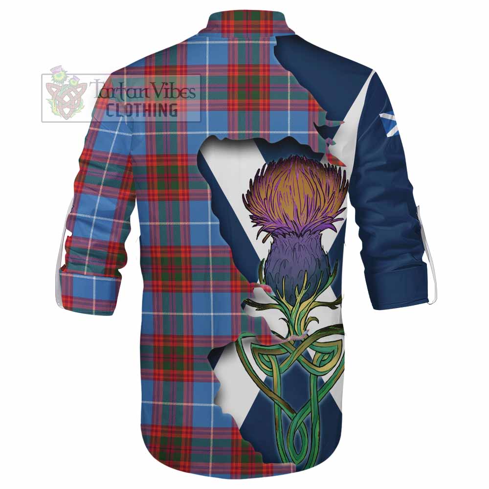 Tartan Vibes Clothing Spalding Tartan Family Crest Ghillie Kilt Shirt Scottish Thistle Celtic Inspired