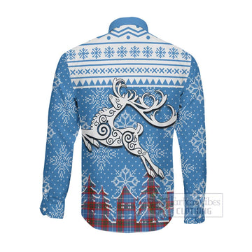 Spalding Clan Christmas Long Sleeve Button Shirt Celtic Reindeer Style Men's Shirt - Tartan Vibes Clothing