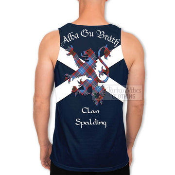 Spalding Tartan Lion Rampant Men's Tank Top Proudly Display Your Heritage with Alba Gu Brath and Clan Name - Tartan Vibes Clothing