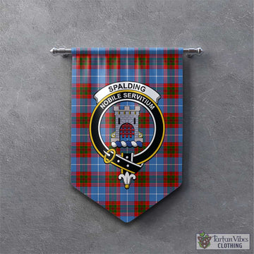 Spalding Tartan Gonfalon, Tartan Banner with Family Crest - Tartan Vibes Clothing