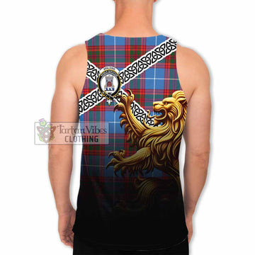 Spalding Crest Tartan Men's Tank Top with Golden Lion Emblem Celtic Style - Tartan Vibes Clothing