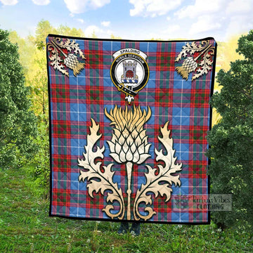 Tartan Vibes Clothing Spalding Tartan Quilt with Family Crest and Golden Thistle Style