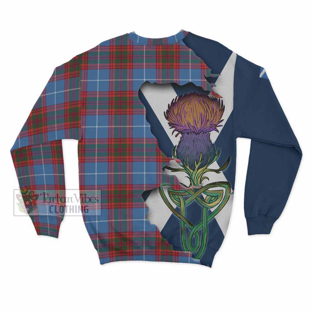 Tartan Vibes Clothing Spalding Tartan Family Crest Sweatshirt Scottish Thistle Celtic Inspired