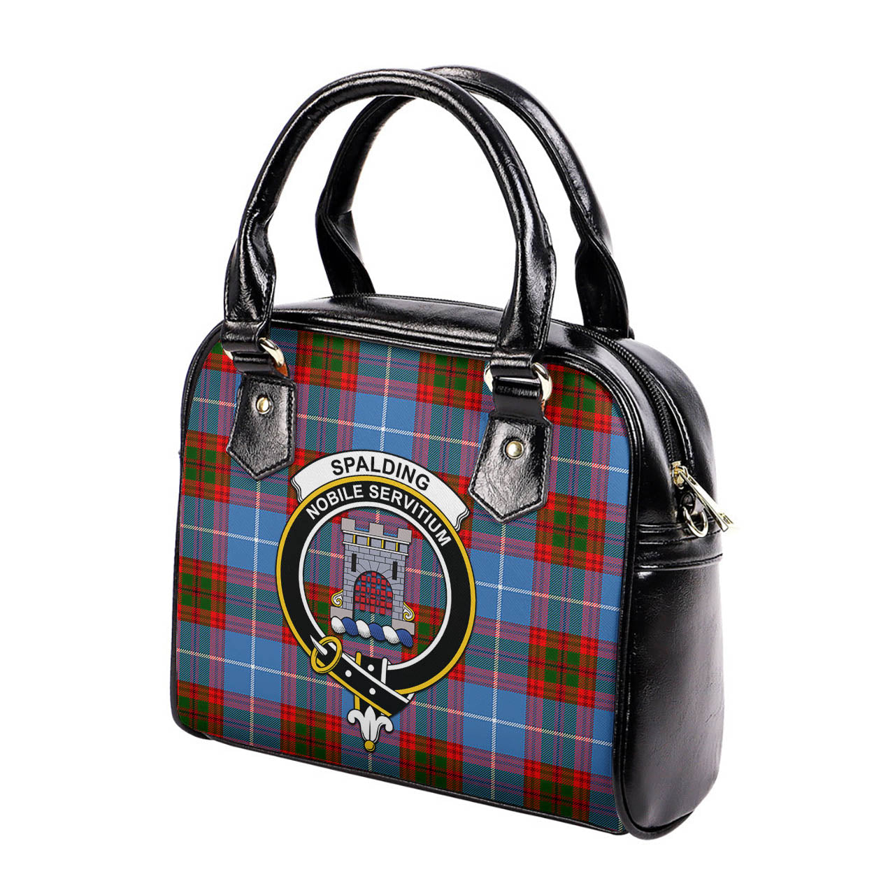 Spalding Tartan Shoulder Handbags with Family Crest - Tartan Vibes Clothing
