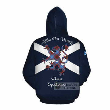 Spalding Tartan Lion Rampant Cotton Hoodie Proudly Display Your Heritage with Alba Gu Brath and Clan Name Pullover Hoodie - Tartan Vibes Clothing