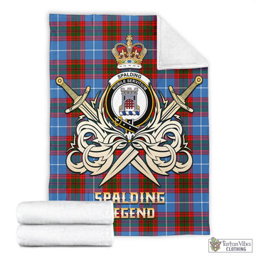 Spalding Tartan Blanket with Clan Crest and the Golden Sword of Courageous Legacy - Tartan Vibes Clothing
