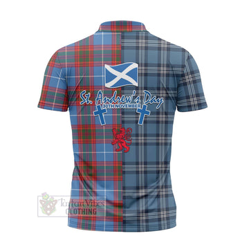 Spalding Tartan Zipper Polo Shirt Happy St. Andrew's Day Half Tartan Style - Tartan Vibes Clothing