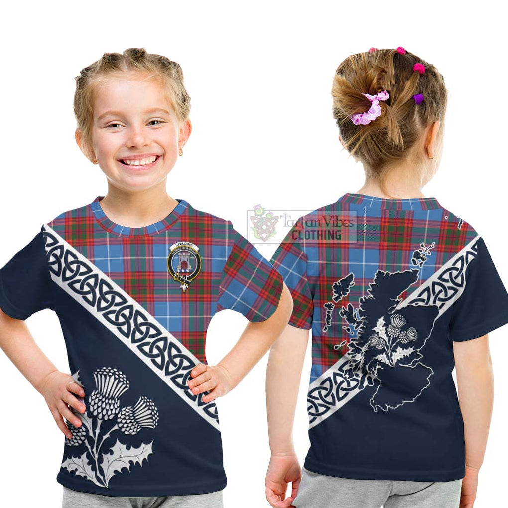 Spalding Tartan Kid T-Shirt Featuring Thistle and Scotland Map - Tartan Vibes Clothing