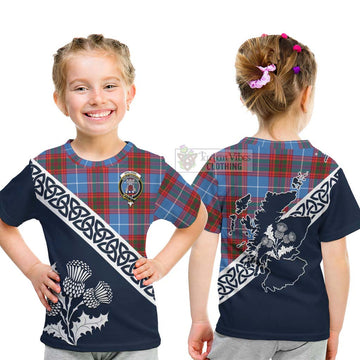 Spalding Tartan Kid T-Shirt Featuring Thistle and Scotland Map - Tartan Vibes Clothing