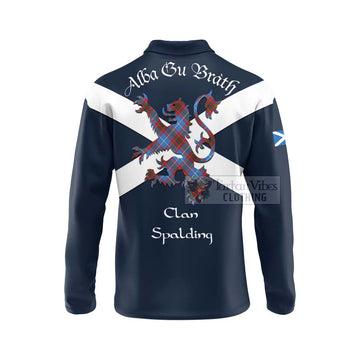 Spalding Tartan Lion Rampant Long Sleeve Polo Shirt Proudly Display Your Heritage with Alba Gu Brath and Clan Name - Tartan Vibes Clothing