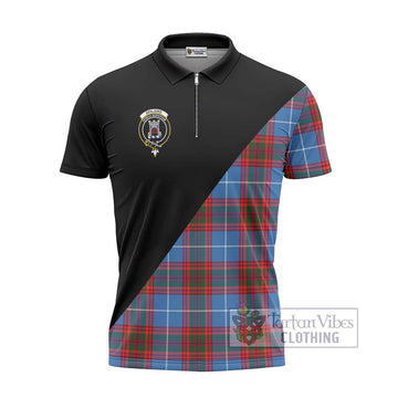Spalding Tartan Zipper Polo Shirt with Family Crest and Military Logo Style - Tartan Vibes Clothing