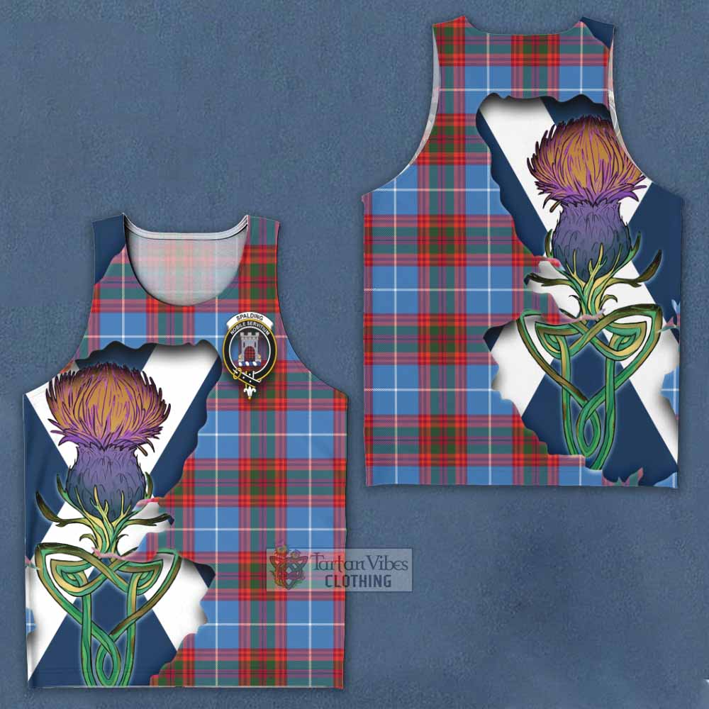 Tartan Vibes Clothing Spalding Tartan Family Crest Men's Tank Top Scottish Thistle Celtic Inspired