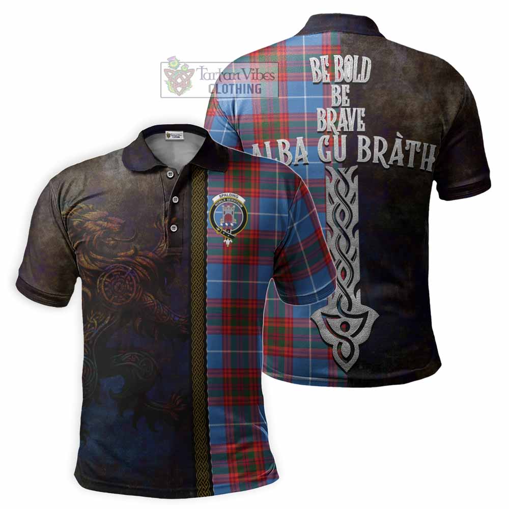 Spalding Tartan Family Crest Polo Shirt Alba Gu Brath Be Brave Lion Ancient Style - Tartan Vibes Clothing