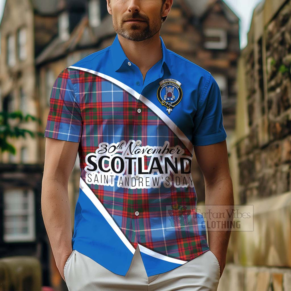 Spalding Family Crest Tartan Hawaiian Shirt Celebrate Saint Andrew's Day in Style - Tartan Vibes Clothing
