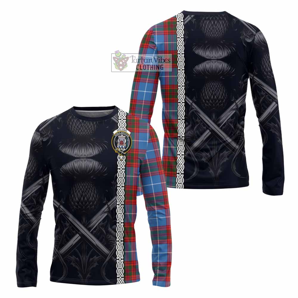 Spalding Tartan Long Sleeve T-Shirt with Family Crest Cross Sword Thistle Celtic Vibes - Tartan Vibes Clothing