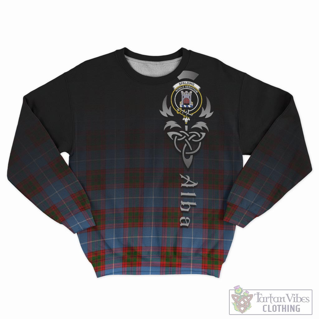Tartan Vibes Clothing Spalding Tartan Sweatshirt Featuring Alba Gu Brath Family Crest Celtic Inspired