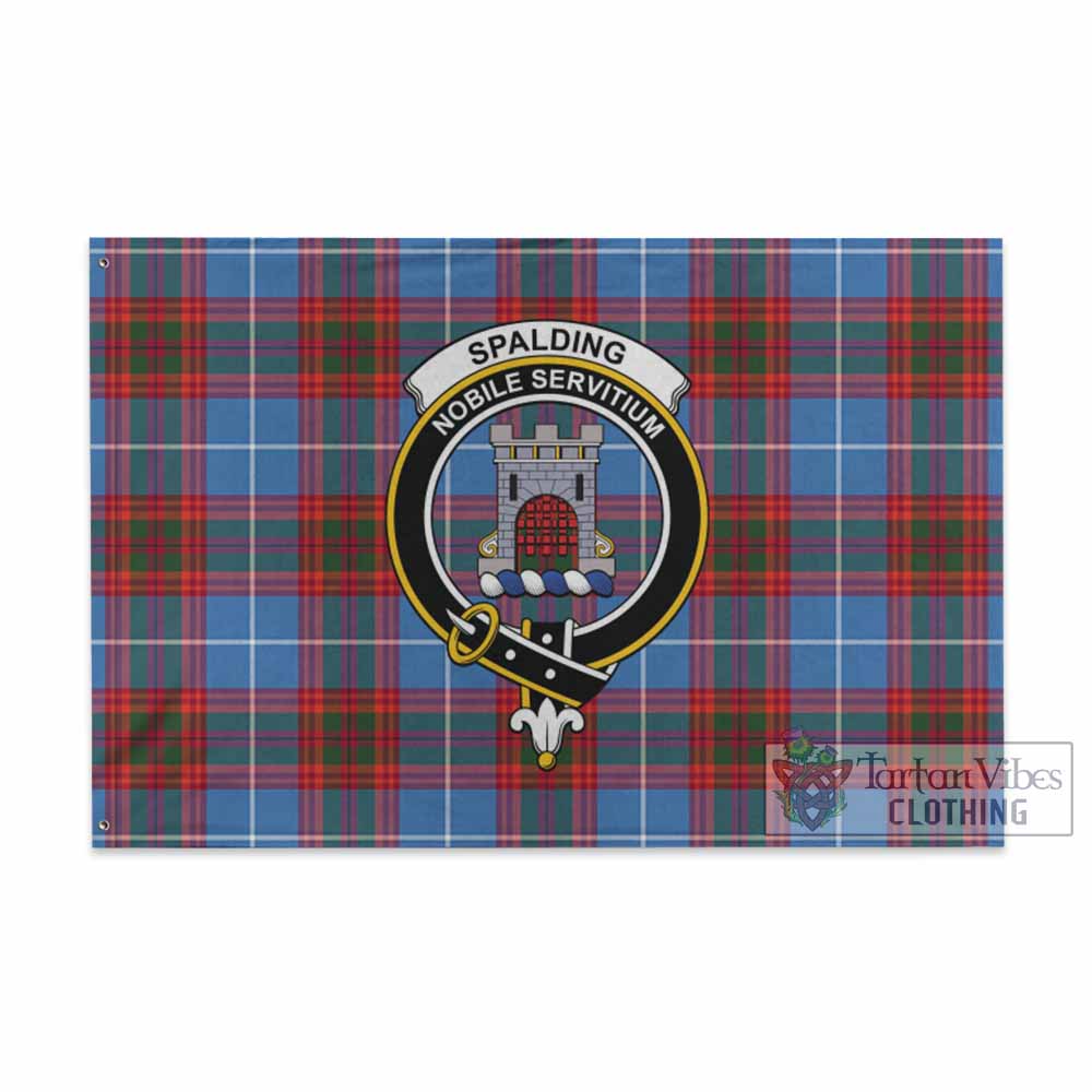 Tartan Vibes Clothing Spalding Tartan House Flag with Family Crest