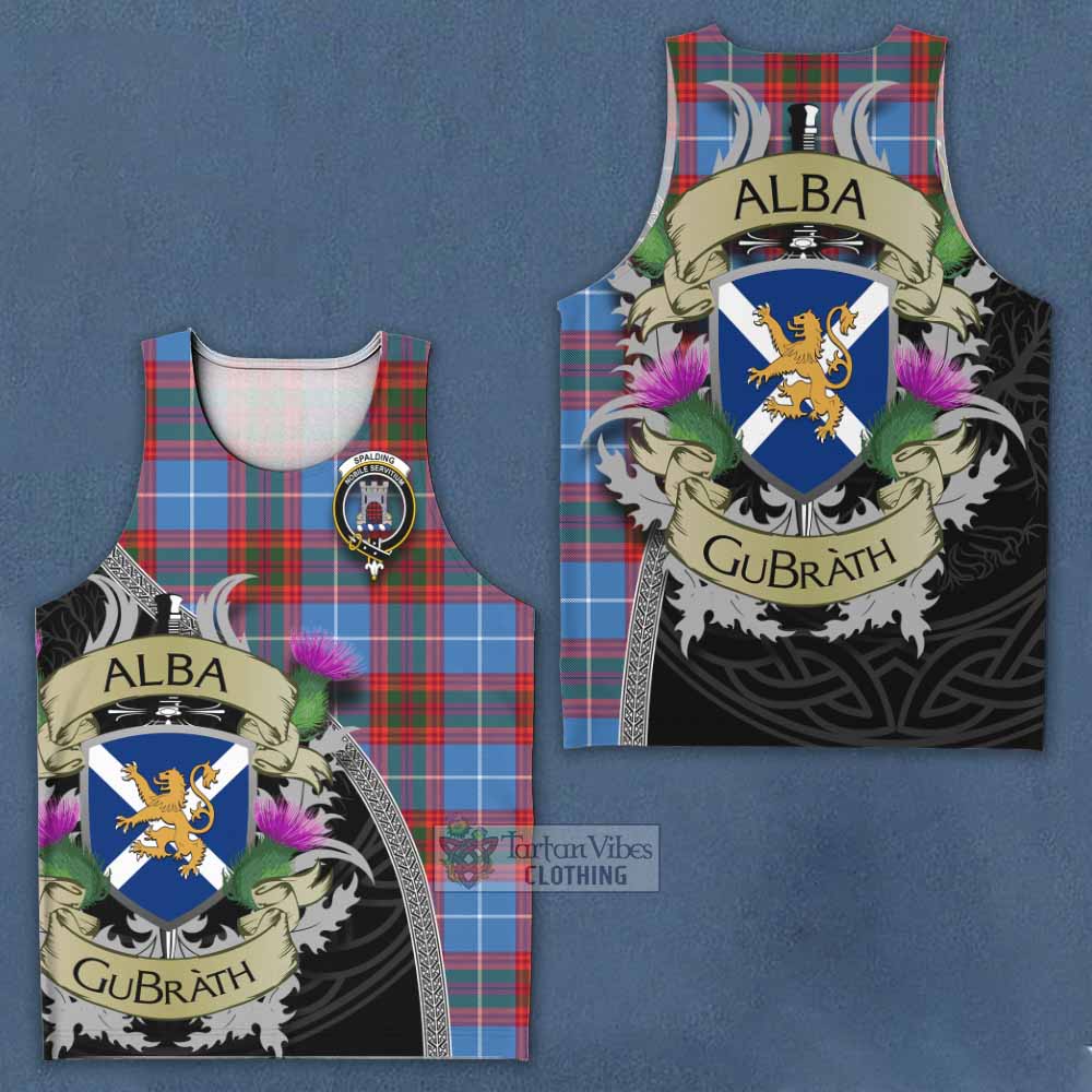 Spalding Tartan Family Crest Men's Tank Top Lion Rampant Royal Thistle Shield Celtic Inspired - Tartan Vibes Clothing
