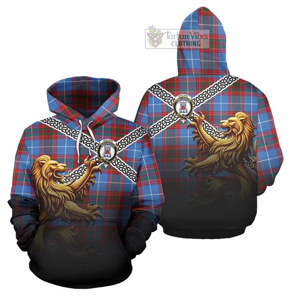 Spalding Crest Tartan Hoodie with Golden Lion Emblem Celtic Style - Tartan Vibes Clothing