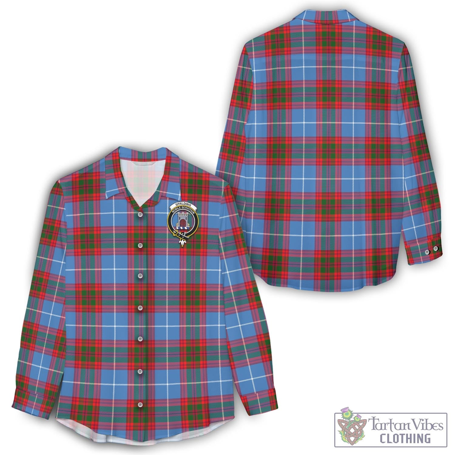 Tartan Vibes Clothing Spalding Tartan Womens Casual Shirt with Family Crest