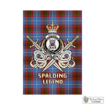 Spalding Tartan Garden Flag with Clan Crest and the Golden Sword of Courageous Legacy