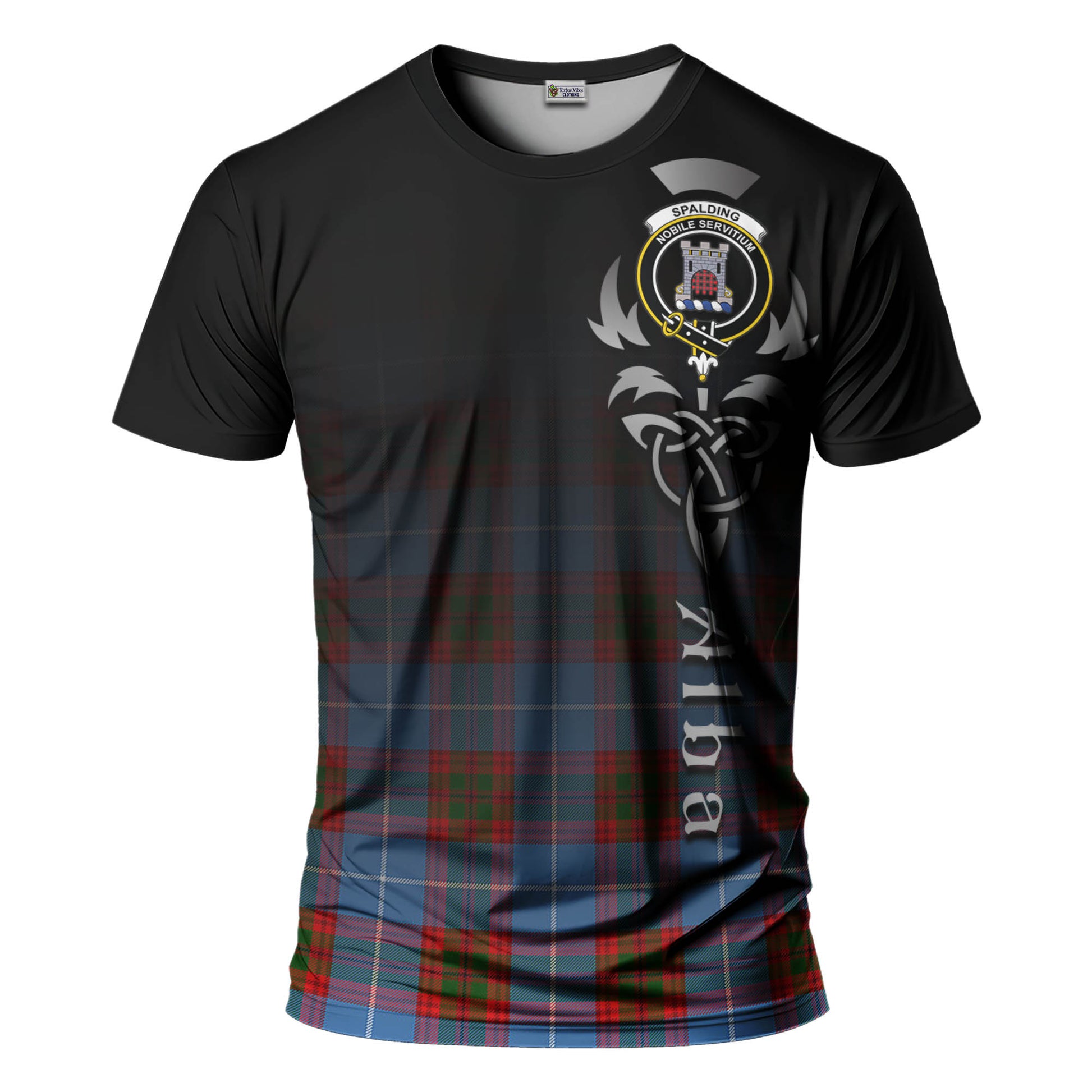 Spalding Tartan T-Shirt Featuring Alba Gu Brath Family Crest Celtic Inspired - Tartan Vibes Clothing