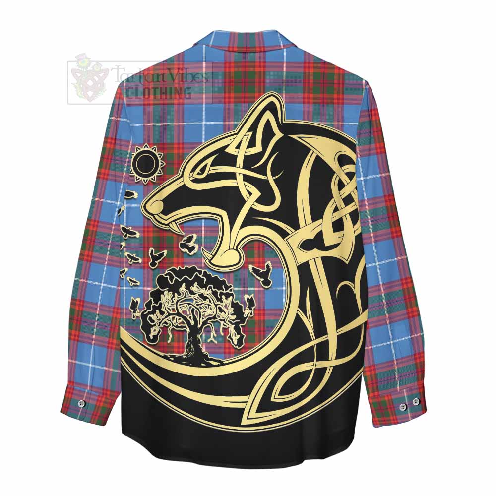 Spalding Tartan Women's Casual Shirt with Family Crest Celtic Wolf Style - Tartan Vibes Clothing