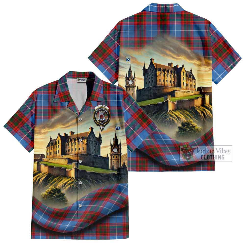 Spalding Tartan Family Crest Hawaiian Shirt with Scottish Ancient Castle Style - Tartan Vibes Clothing