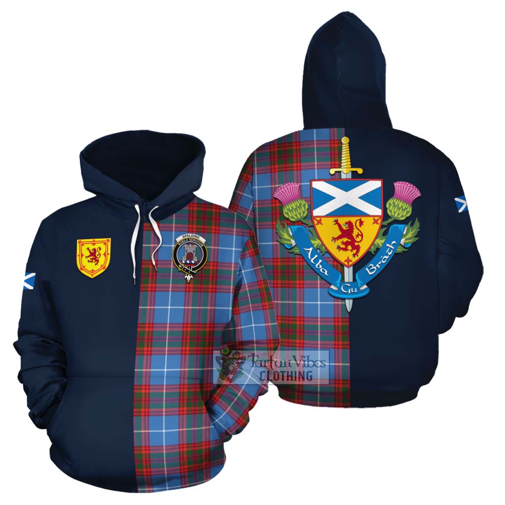 Spalding Tartan Cotton Hoodie Alba with Scottish Lion Royal Arm Half Style Zip Hoodie - Tartan Vibes Clothing