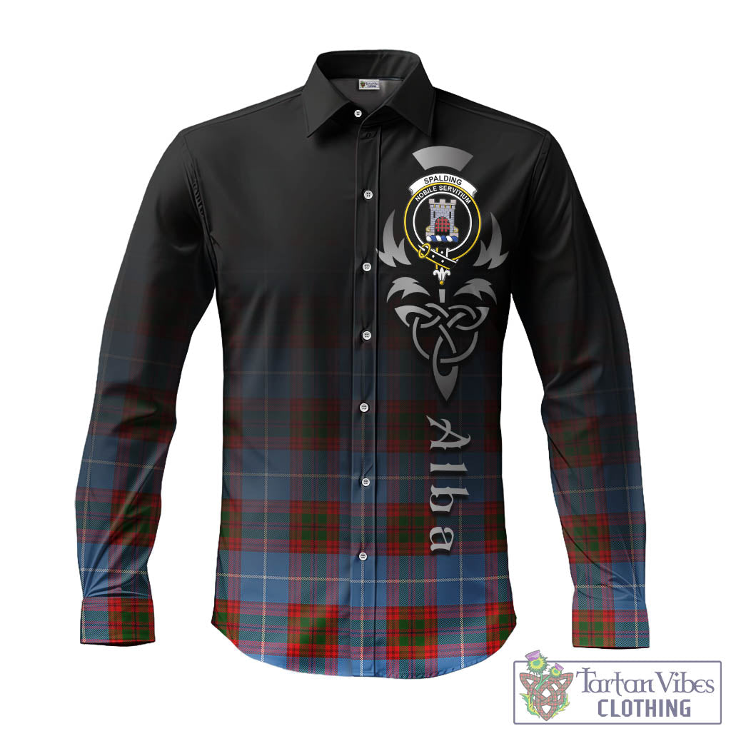 Spalding Tartan Long Sleeve Button Up Featuring Alba Gu Brath Family Crest Celtic Inspired - Tartan Vibes Clothing