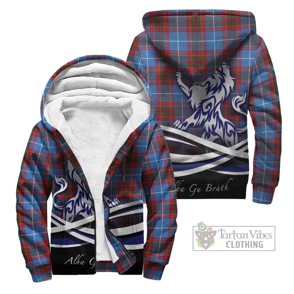Spalding Tartan Sherpa Hoodie with Alba Gu Brath Regal Lion Emblem Unisex - Tartan Vibes Clothing