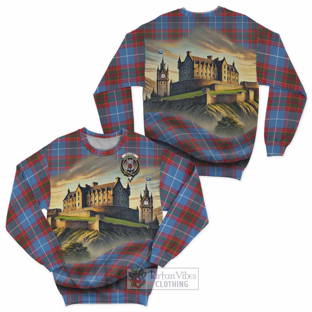 Spalding Tartan Family Crest Sweatshirt with Scottish Ancient Castle Style - Tartan Vibes Clothing