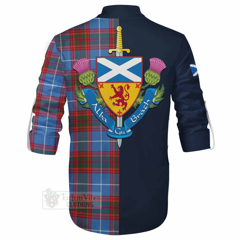Spalding Tartan Ghillie Kilt Shirt Alba with Scottish Lion Royal Arm Half Style - Tartan Vibes Clothing