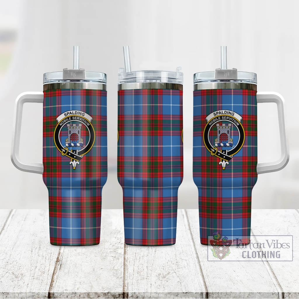 Tartan Vibes Clothing Spalding Tartan and Family Crest Tumbler with Handle