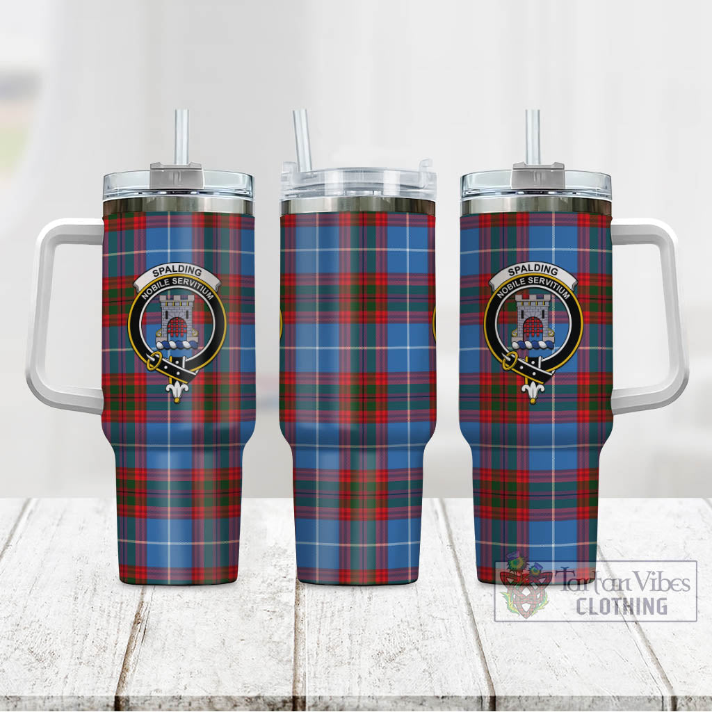 Spalding Tartan Tumbler with Handle with Family Crest - Tartan Vibes Clothing