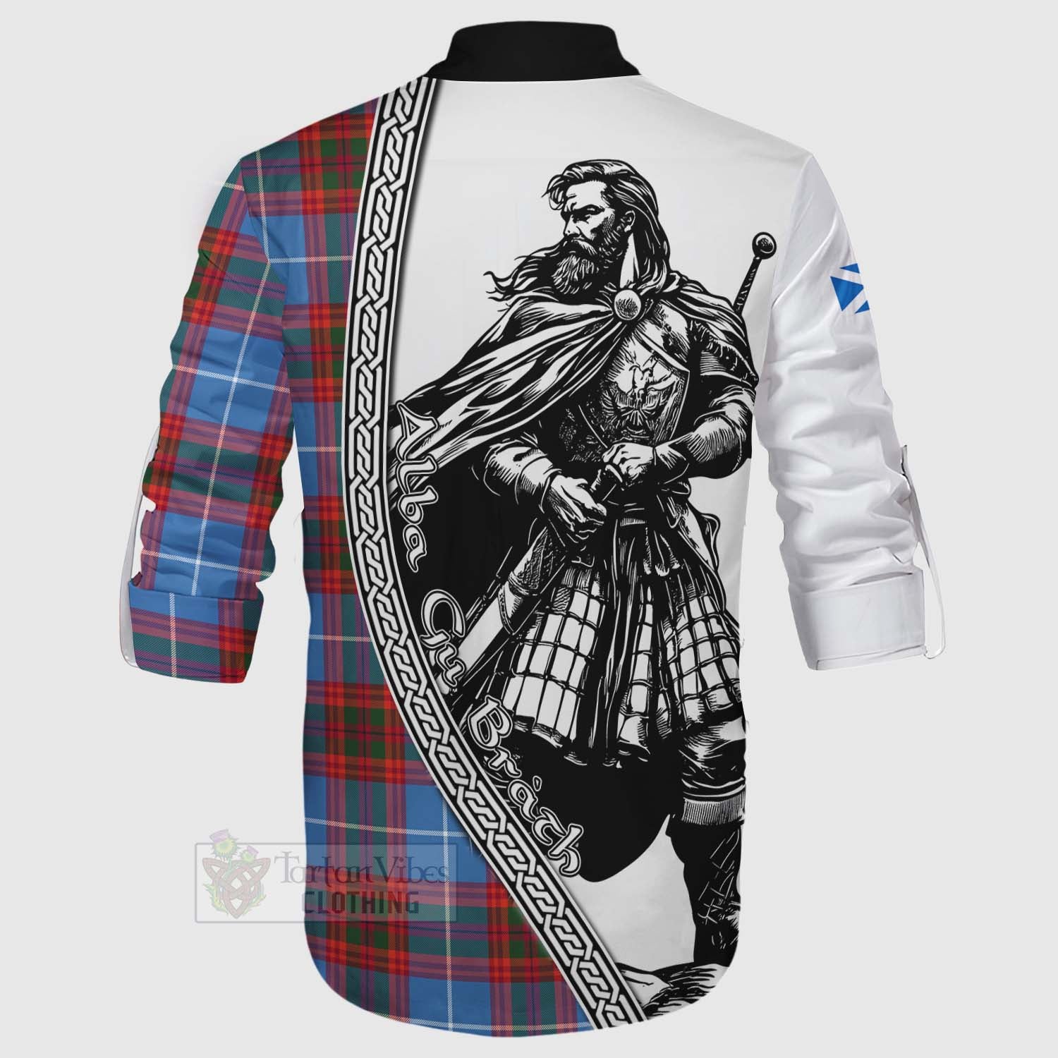 Spalding Tartan Clan Crest Ghillie Kilt Shirt with Highlander Warrior Celtic Style - Tartan Vibes Clothing