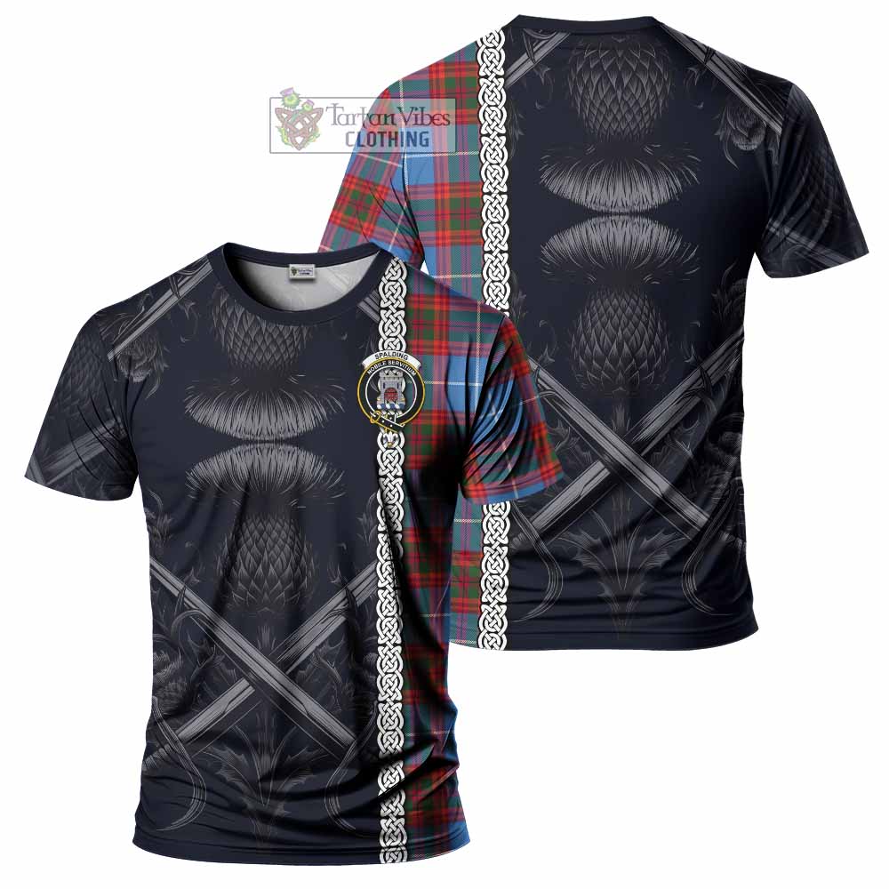 Spalding Tartan T-Shirt with Family Crest Cross Sword Thistle Celtic Vibes - Tartan Vibes Clothing
