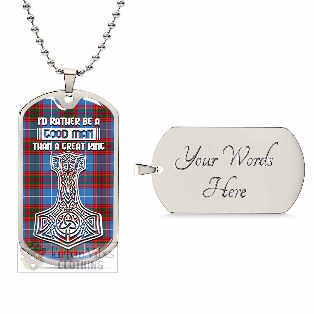 Spalding Tartan Dog Tag Necklace Viking Mjolnir Style Silver Yes - Tartan Vibes Clothing
