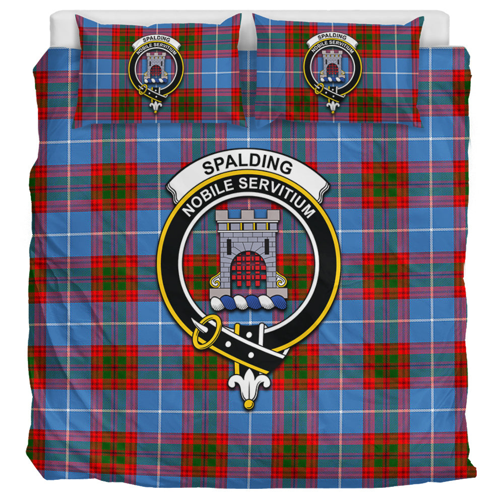 Spalding Tartan Bedding Set with Family Crest UK Bedding Set UK Super King 104*94 inch - Tartan Vibes Clothing