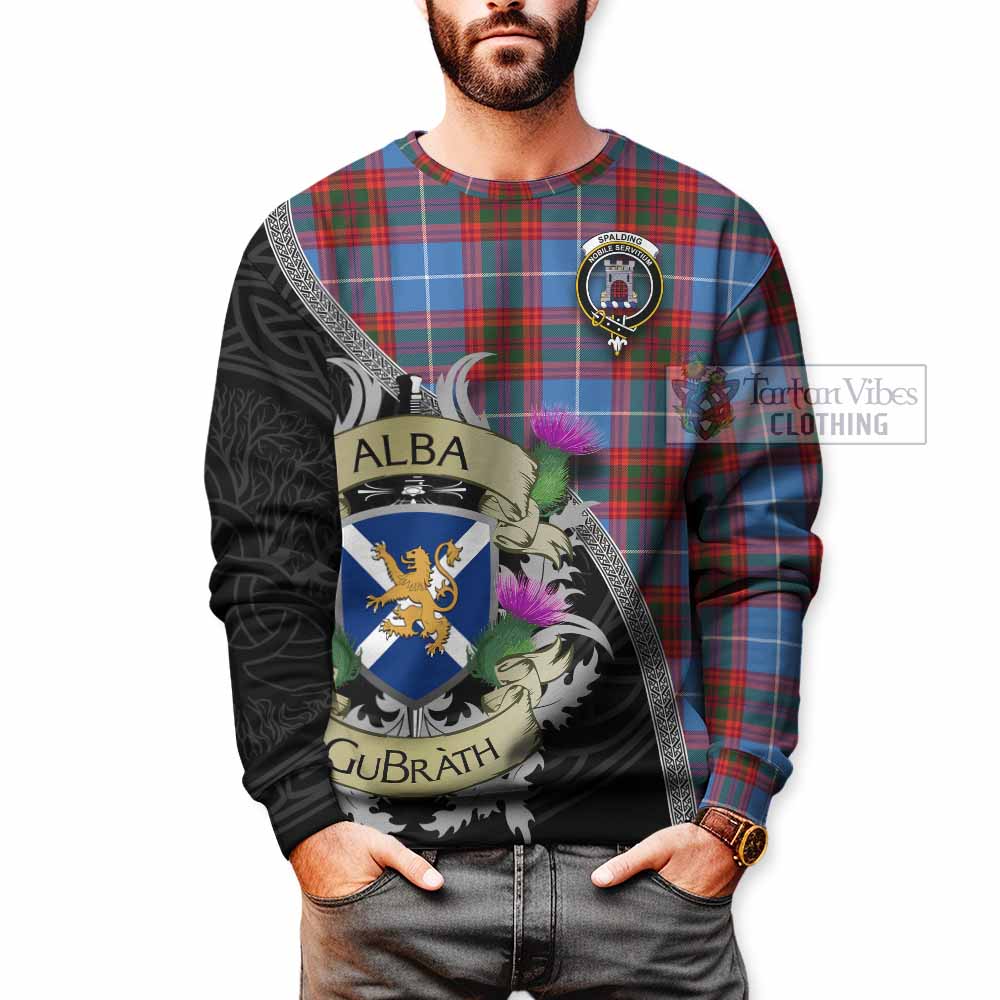 Spalding Tartan Family Crest Sweatshirt Lion Rampant Royal Thistle Shield Celtic Inspired - Tartan Vibes Clothing