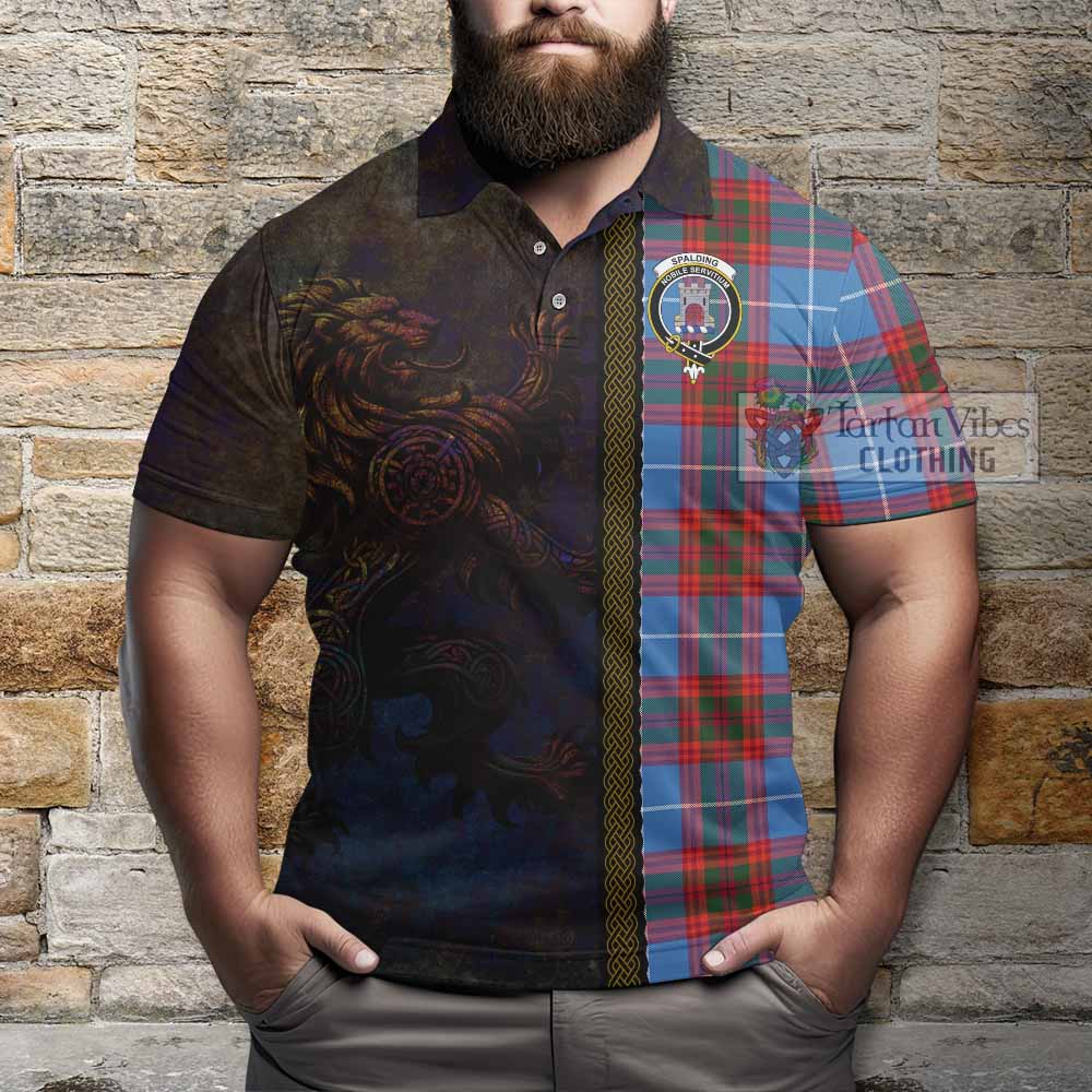 Spalding Tartan Family Crest Polo Shirt Alba Gu Brath Be Brave Lion Ancient Style - Tartan Vibes Clothing